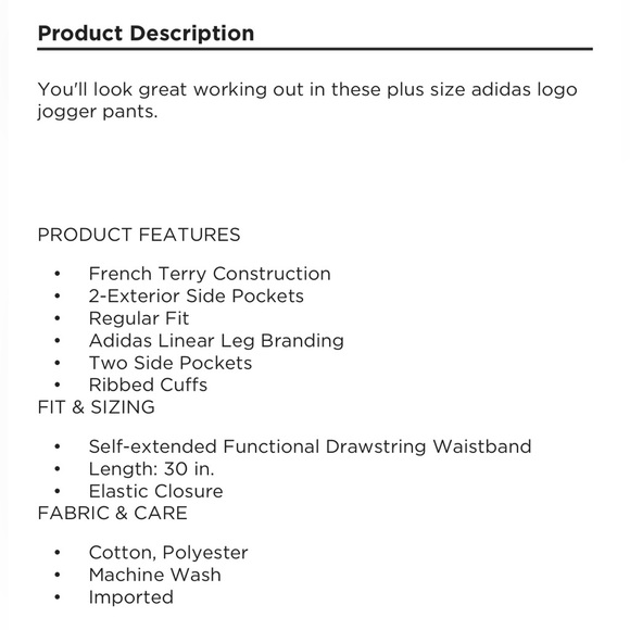 🖤ADIDAS Plus Size Training Pants Sweats NWT - Picture 10 of 11